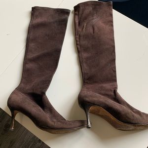 Manolo Blahnik Chocolate Napa Stretch Boots